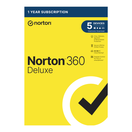 Protect up to 5 devices with Norton 360 Deluxe 50GB. Includes VPN