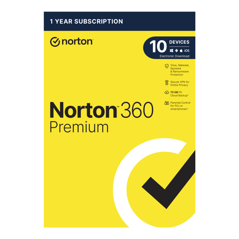 Protect up to 5 devices with Norton 360 Premium 75GB. Includes VPN
