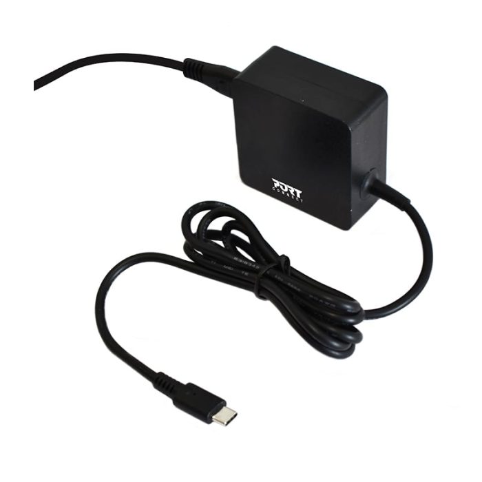 Keep your compatible Type-C devices charged with the Port Connect 45W Type-C Notebook Power Supply. It features a Type-C connection