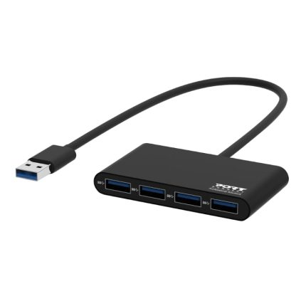 Transfer data at high speeds between multiple devices with the highly compatible Port Connect USB3.0 to USB3.0 4 Port Hub.