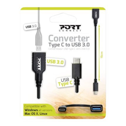 Connect USB3.0 devices to your Type-C port and transfer data at high speeds of 5Gb/s with the Port Connect Type-C to USB3.0 Adapter.