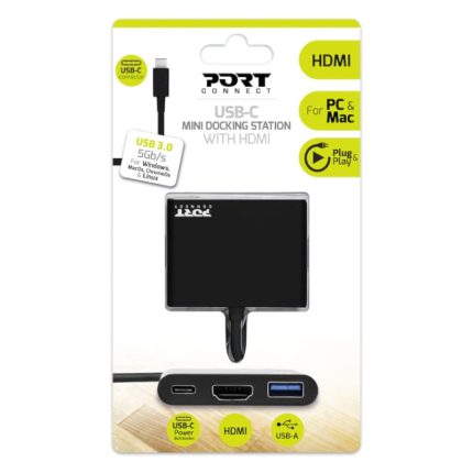 Expand the capabilities of your laptop or notebook with the Port Connect Type-C to HDMI | USB3.0 | Type-C 60W PD Power Dock. With 4k Ultra HD Vide