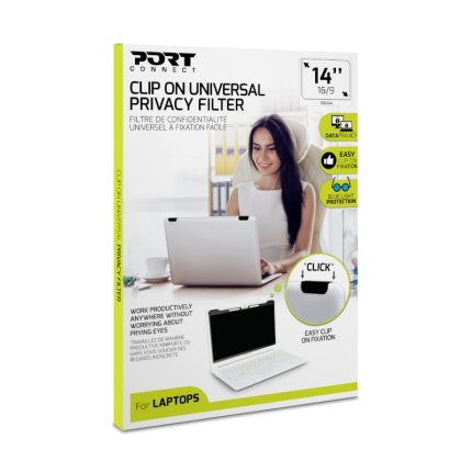 Port Designs' 14" 2D Clip On Laptop Privacy Filter is easily fixed to your laptop screen and allows you to work productively anywhere without worrying about prying eyes.