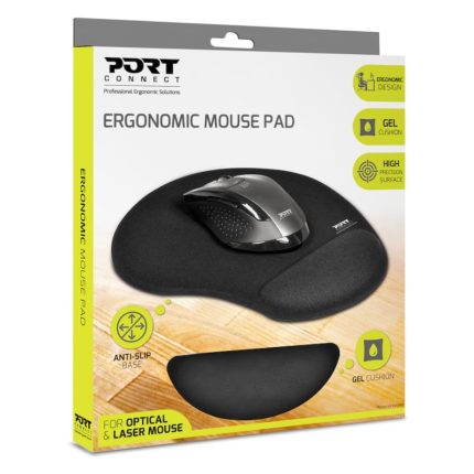 Get smooth precision and long-lasting comfort with the Port Ergonomic Gel Mouse Pad. It features an ergonomic design