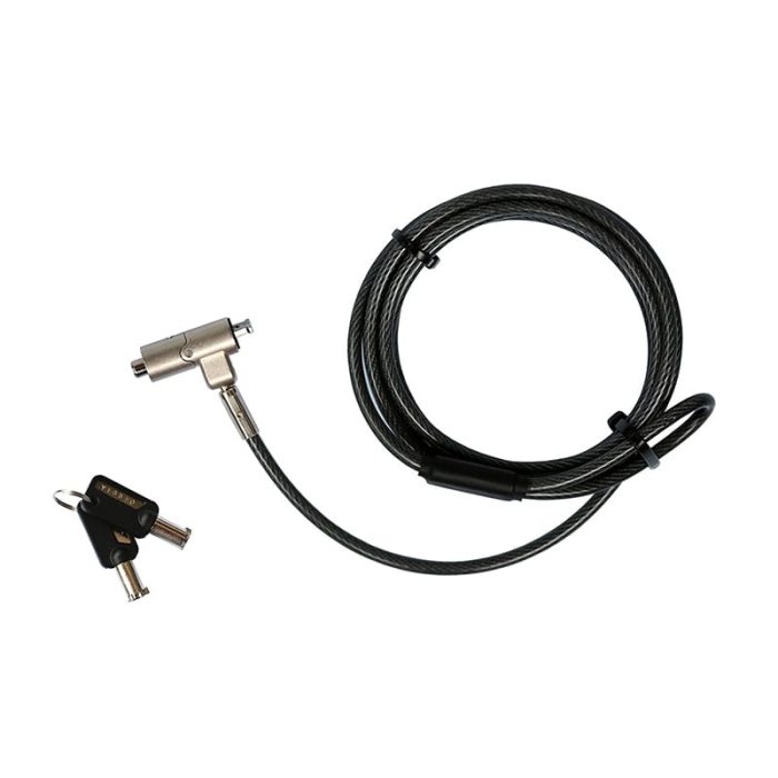 Keep your devices safe and secure with the Port Connect Nano Security Cable. It features a ultra slim zinc alloy lock with nickel plating and a braided steel cable with a transparent PVC coating.