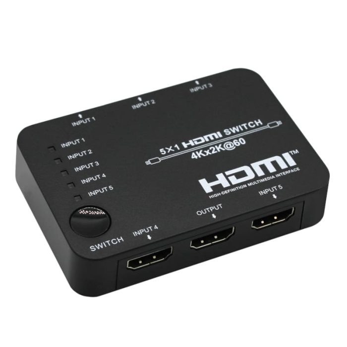 Switch between multiple HDMI sources with the HDCVT 18Gbps HDMI 5 x 1 Switch. It features 5 x HDMI inputs with support for video resolutions up to 4K