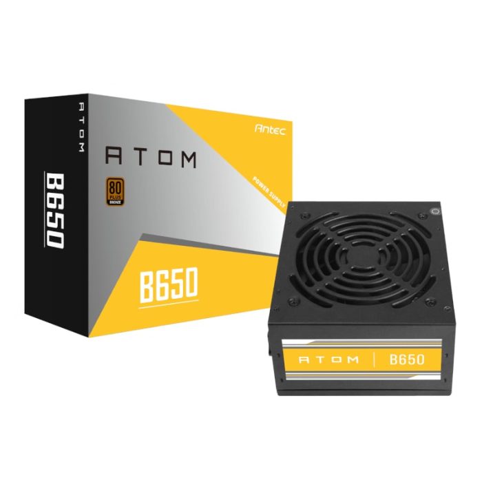 The Antec Atom B650 80PLUS Bronze ATX Power Supply offers great performance to keep your desktop powered all day. It features an output of 650W
