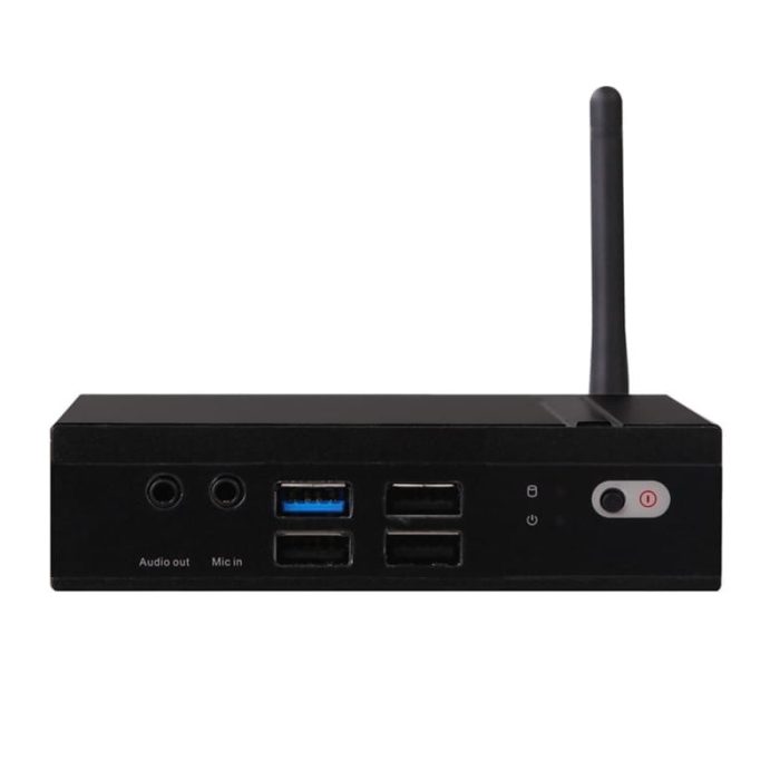 The ultra-compact thin client with only 3 cm height adopts a full metal chassis with a fan-less and robust design. Its silent operation makes it suitable for various adverse conditions. F202 provides onboard 2G memory and supports dual display with VGA and HDMI ports. It can be widely applied in thin-client