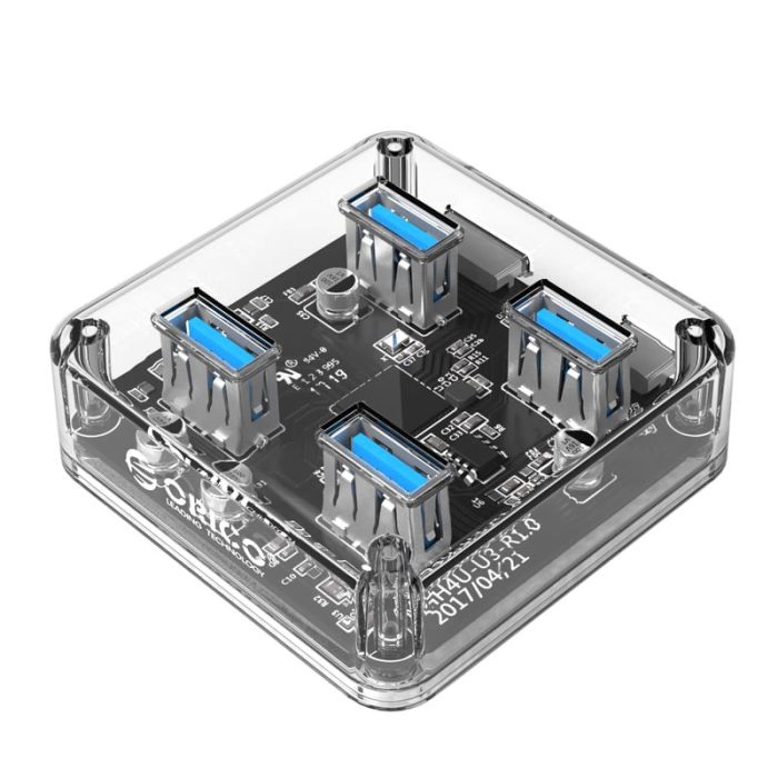 Connect more devices to your system with Orico’s Transparent 4 Port USB 3.0 Hub. Equipped with input charging ports