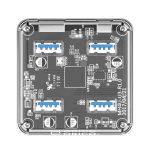 which allow you to charge and provide power to connected devices. Encased in a clear enclosure with an aesthetic blue LED.