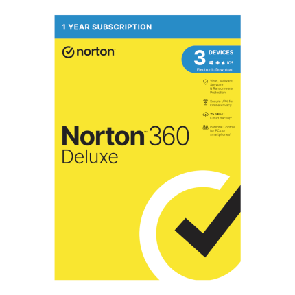 Protect up to 3 devices with Norton 360 Deluxe 25GB. Includes VPN