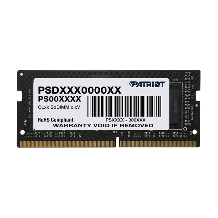 Improve your laptop system performance with the Patriot Signature Line DDR4 4GB 2666MHz SODIMM memory module. It features 4GB of DDR4 memory running at 2666MHz