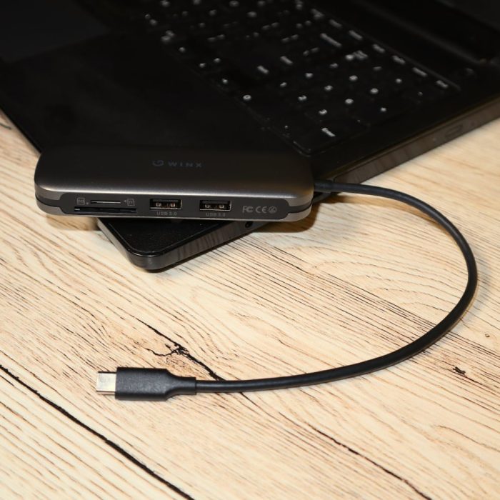 or mobile with the WINX CONNECT Max 7-in-1 Type-C Hub. Thanks to its Gigabit Ethernet