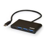 <p>Stay connected by adding more USB devices to your notebook with Port Connect’s Type-C USB Hub for notebooks. This hub allows you to plug in up to 4 USB devices at once and uses super fast USB 3.0