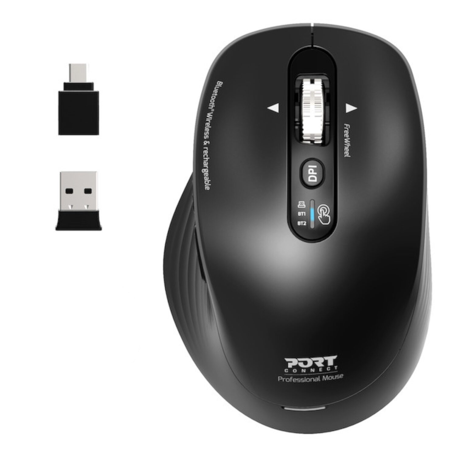 Port Connect Business 2.4GHz Rechargeable Bluetooth Wireless Mouse - Black | 910202 Port Connect Business 2.4GHz Rechargeable Bluetooth Wireless Mouse - Black - Image 1