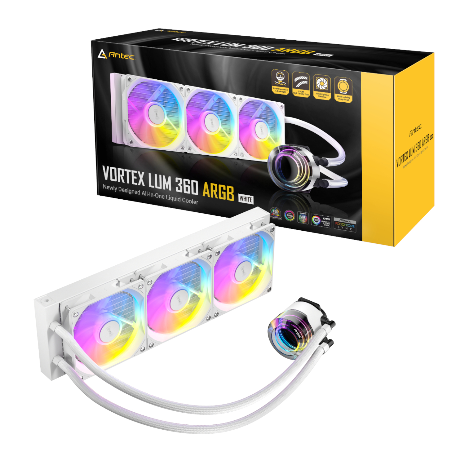 Antec VORTEX LUM 360 ARGB AIO CPU Liquid Cooler - White | VORTEX LUM 360 ARGB W Antec VORTEX LUM 360 ARGB AIO CPU Liquid Cooler - White - Image 1
