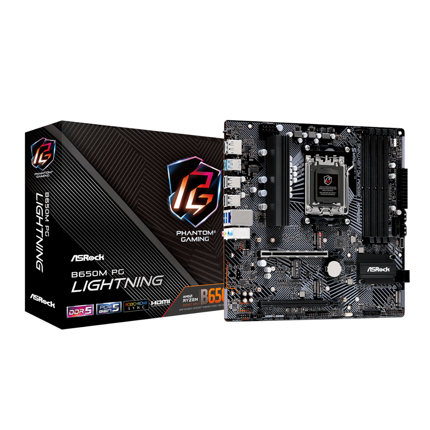ASRock B650M PG Lightning AMD AM5 Micro ATX Motherboard | B650M PG LIGHTNING ASRock B650M PG Lightning AMD AM5 Micro ATX Motherboard - Image 1