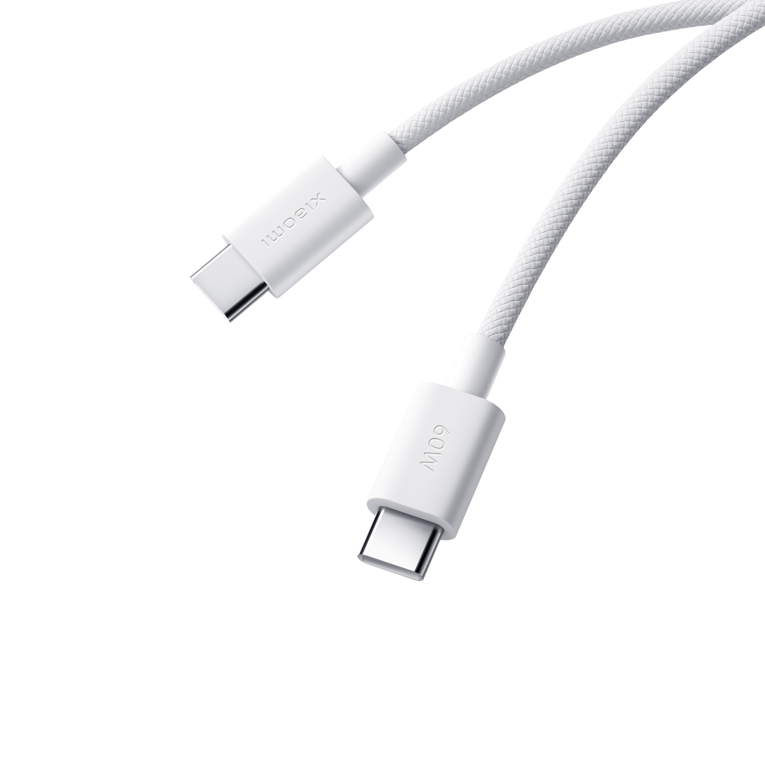 Xiaomi 3A Braided USB Type-C to USB Type-C Cable 1M - White | BHR0878GL Xiaomi 3A Braided USB Type-C to USB Type-C Cable 1M - White - Image 1