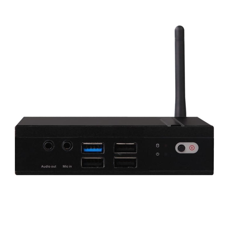 Giada F202 Fanless Celeron N2807 2GB 1xVGA|1xHDMI | F202-BB200 The ultra-compact thin client with only 3 cm height adopts a full metal chassis with a fan-less and robust design. Its silent operation makes it suitable for various adverse conditions. F202 provides onboard 2G memory and supports dual display with VGA and HDMI ports. It can be widely applied in thin-client