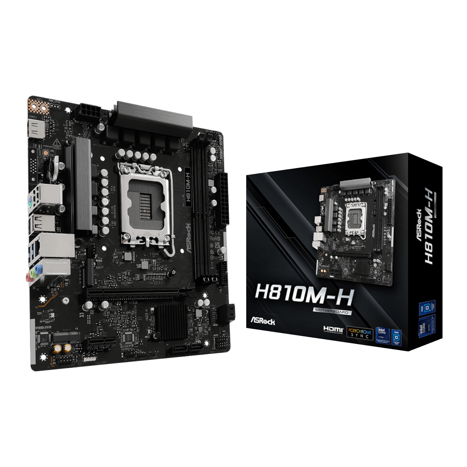 ASRock H810M-H Intel LGA1851 Micro ATX Motherboard - Black | H810M-H ASRock H810M-H Intel LGA1851 Micro ATX Motherboard - Black - Image 1