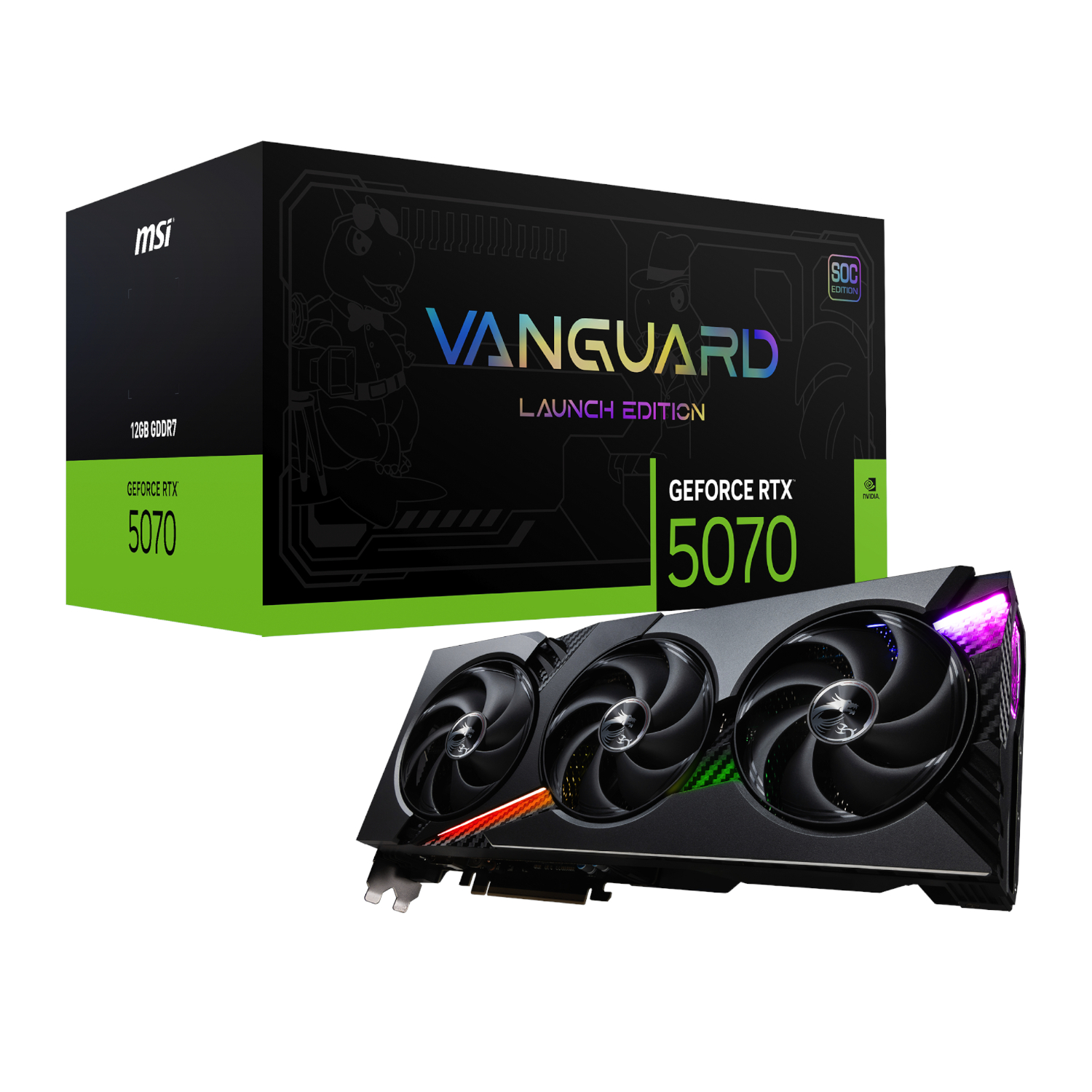 MSI GeForce RTX 5070 VANGUARD SOC Launch Edition 12GB Graphics Card | RTX5070VANGUARDSOCLE12GB MSI GeForce RTX 5070 VANGUARD SOC Launch Edition 12GB Graphics Card - Image 1