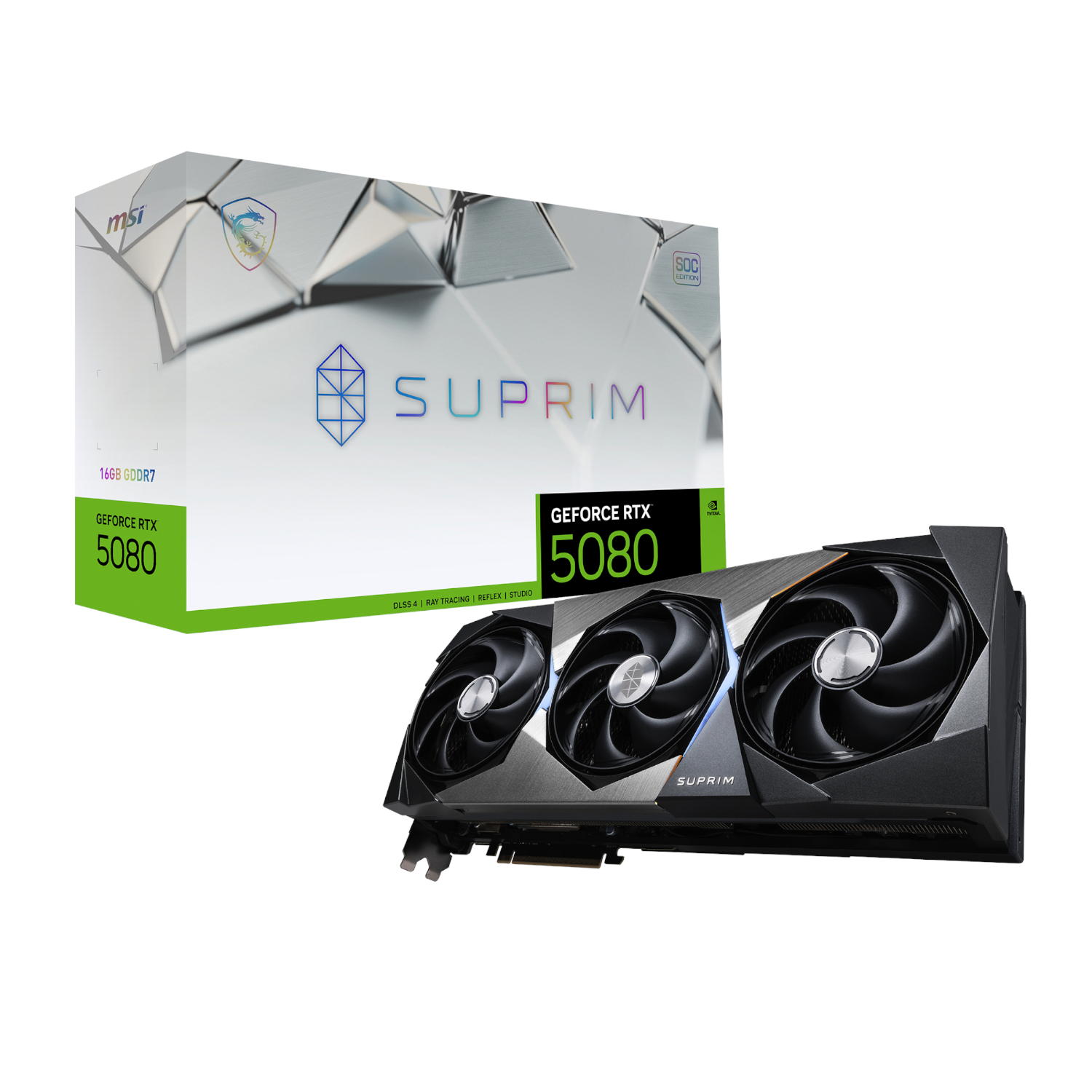 MSI GeForce RTX 5080 SUPRIM SOC 16G Graphics Card | RTX5080SUPRIMSOC16GB MSI GeForce RTX 5080 SUPRIM SOC 16G Graphics Card - Image 1
