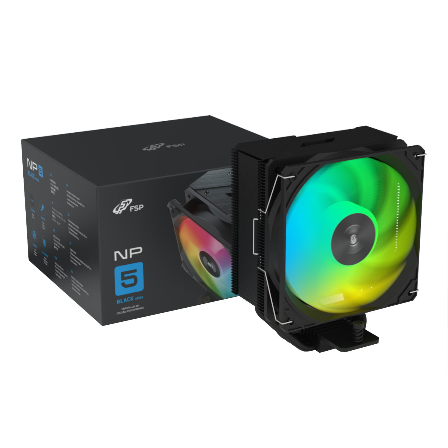 FSP NP5-BA 120mm PWM ARGB CPU Air Cooler – Black | NP5-BA FSP NP5-BA 120mm PWM ARGB CPU Air Cooler – Black - Image 1