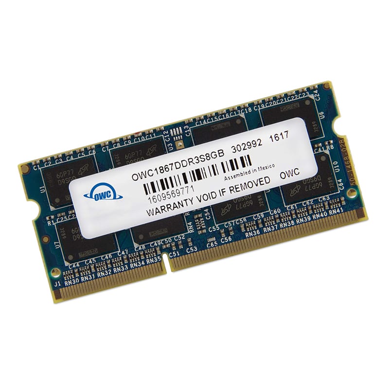 OWC Mac 8GB 1867Mhz DDR3 SODIMM Memory | OWC1867DDR3S8GB The OWC Mac 8GB DDR3 1867MHz SO-DIMM module is perfect for upgrading your iMac. It features 8GB of DDR3 SO-DIMM memory running at 1867MHz