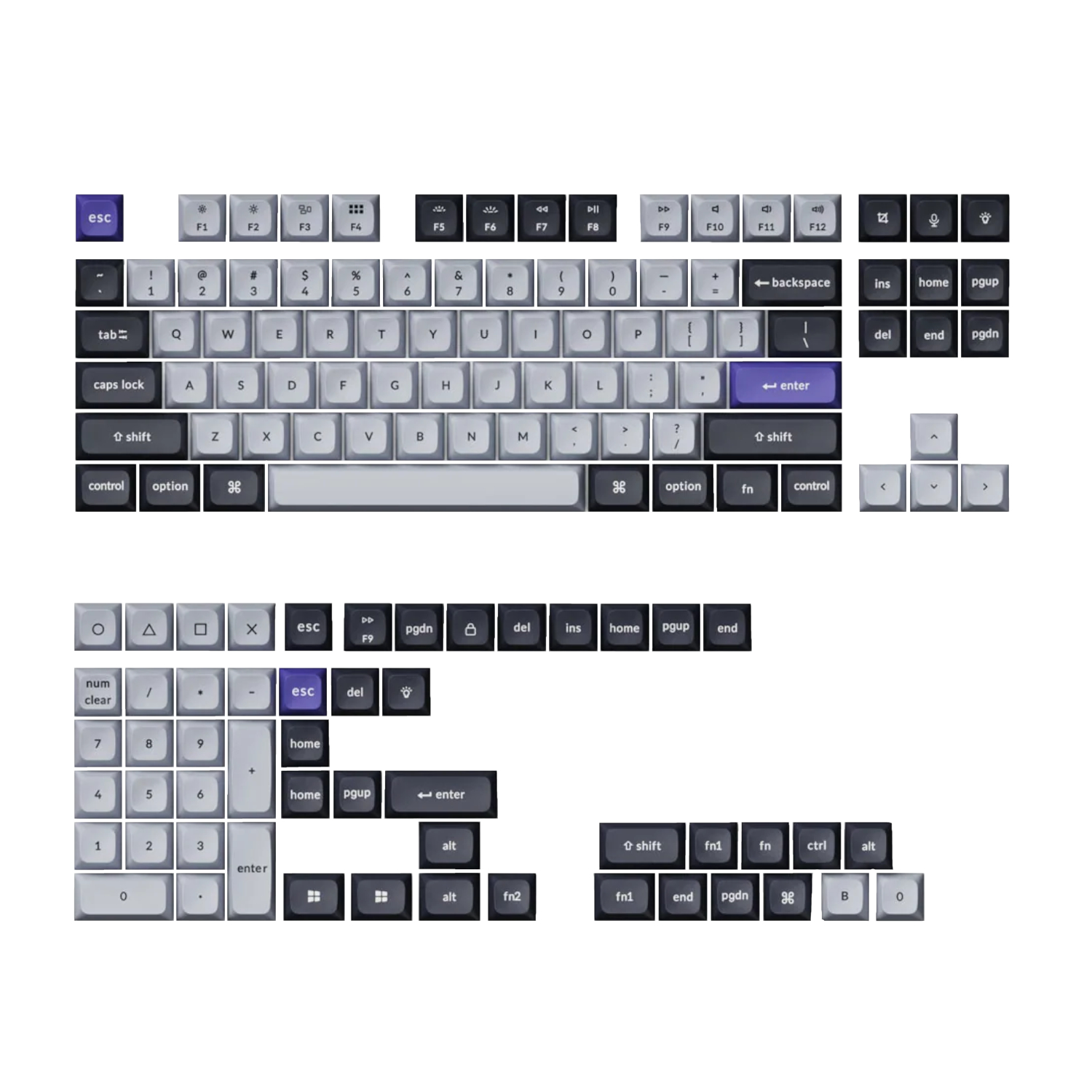 Keychron Double Shot KSA PBT Keycap Set - Dark Grey/White Smoke | PBT-46 Keychron Double Shot KSA PBT Keycap Set - Dark Grey/White Smoke - Image 1