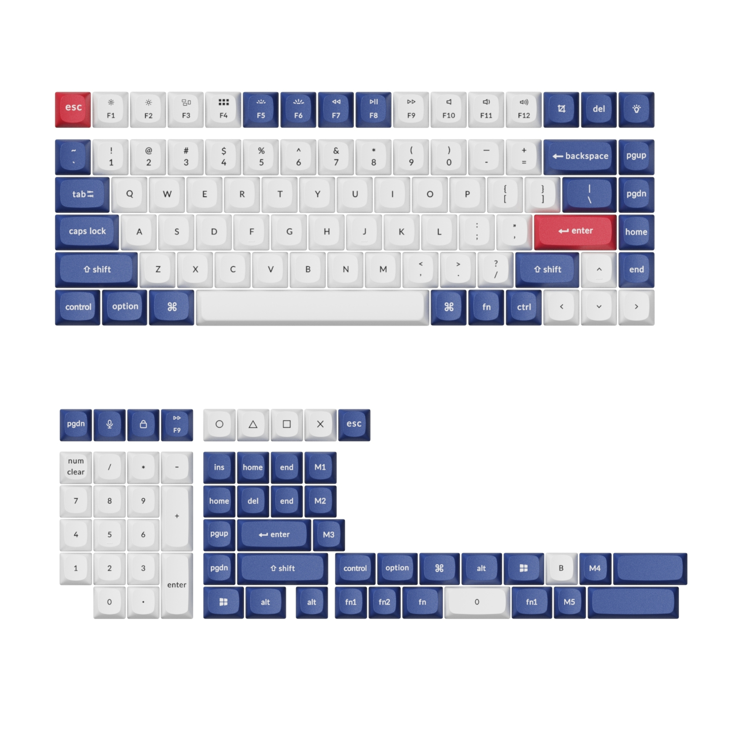 Keychron Double-Shot PBT OSA Keycap Set - Blue and White | PBT-53 Keychron Double-Shot PBT OSA Keycap Set - Blue and White - Image 1