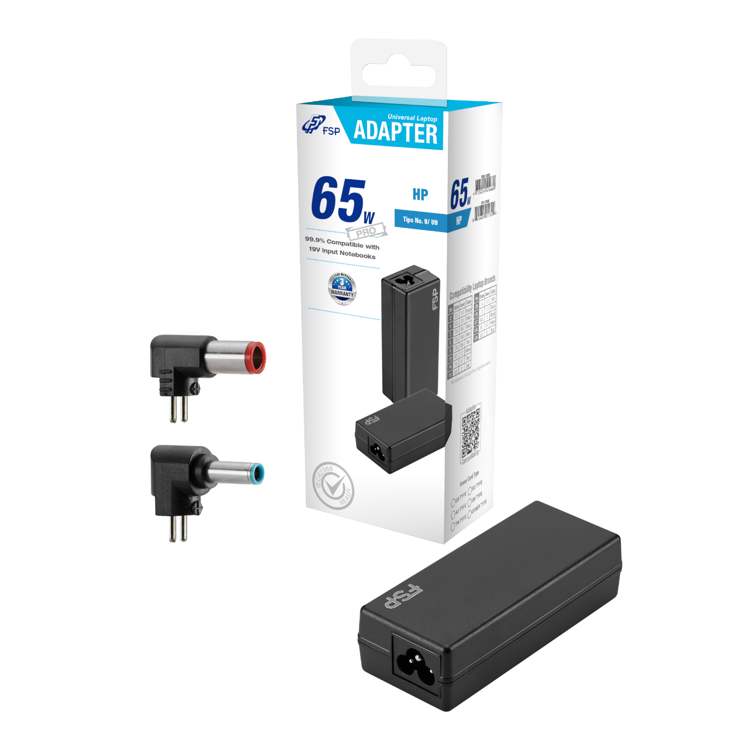 FSP PRO 65W Universal Laptop Adapter – HP | PNA0652524 FSP PRO 65W Universal Laptop Adapter – HP - Image 1