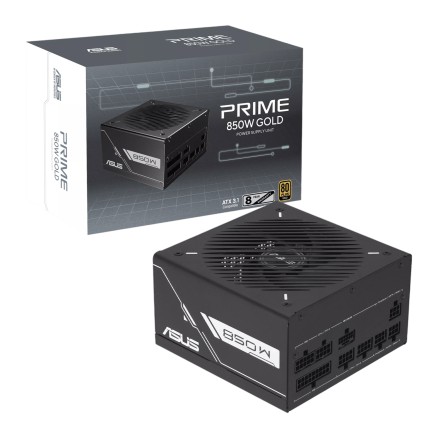 850W of Gold-certified power | ATX 3.1 & PCIe 5.1 ready | Fully modular etched cables | Dual-ball bearing fan | 8-year warranty