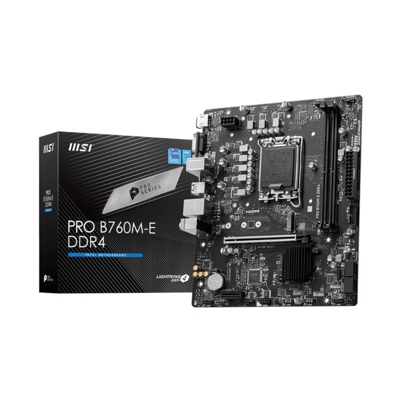MSI PRO B760M-E DDR4 Intel LGA1700 mATX Motherboard | PROB760M-EDDR4 MSI PRO B760M-E DDR4 Intel LGA1700 mATX Motherboard - Image 1