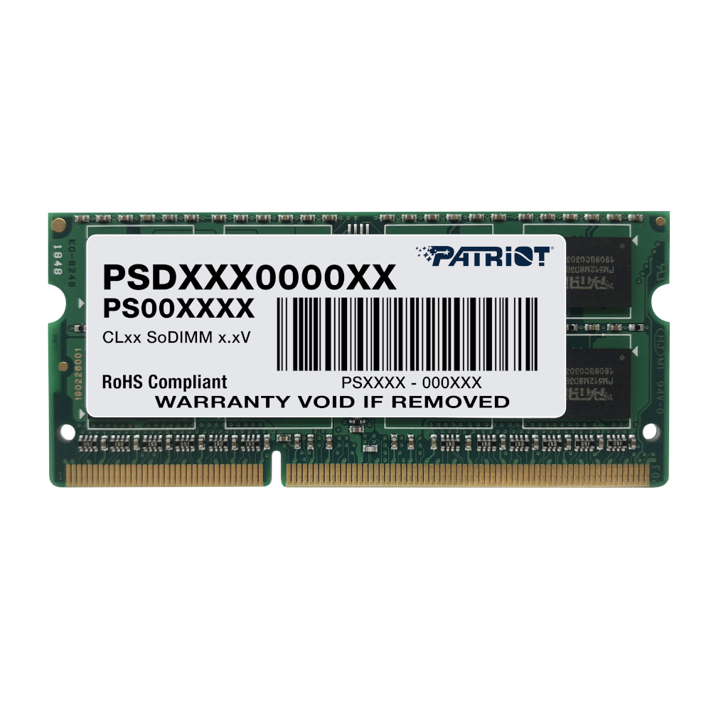 Patriot Signature Line 4GB 1600MHz DDR3 Dual Rank SODIMM Notebook Memory | PSD34G16002S Patriot Signature Line 4GB 1600MHz DDR3 Dual Rank SODIMM Notebook Memory - Image 1
