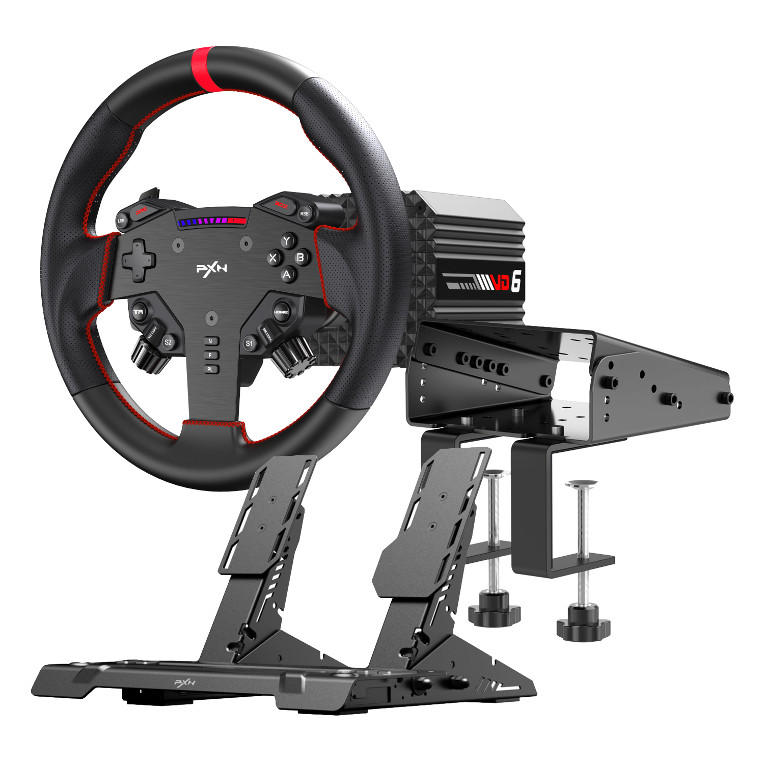 PXN VD6 Direct Drive Sim Racing Wheel | PD-HM Dual Pedal | Z9 Clamp Bundle | PXN-VD6BUNDLEABT PXN VD6 Direct Drive Sim Racing Wheel | PD-HM Dual Pedal | Z9 Clamp Bundle - Image 1
