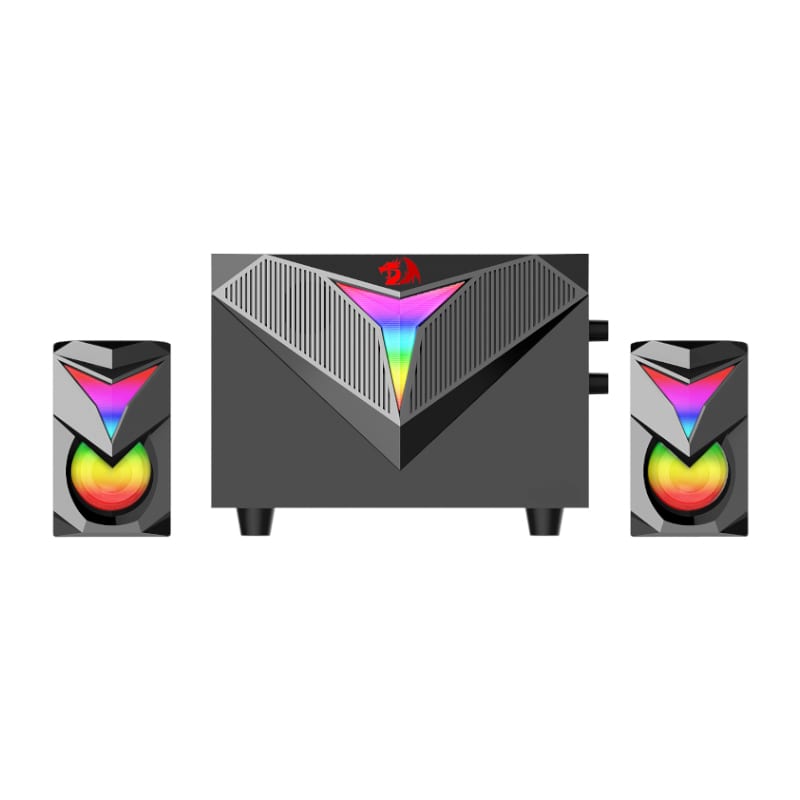 REDRAGON 2.1 Satellite Speaker TOCCATA RGB 11W Gaming Speaker - Black | RD-GS700 Enhance your gaming audio experience with the Redragon 11W Toccata RGB 2.1 PC Gaming Speaker Set. It features 2 x 3W speakers and a 5W subwoofer