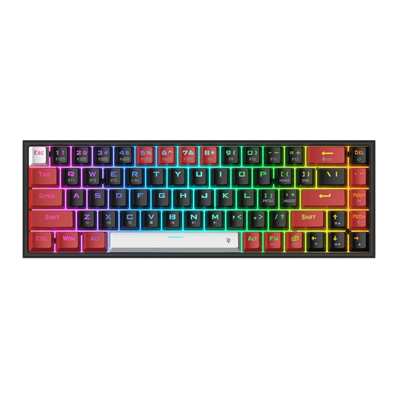 REDRAGON Castor Pro 68Key Wireless Red|Black|White KeyCap Bluetooth RGB Red Switch - Black|Red | RD-K631RGB-PRO-BRW REDRAGON Castor Pro 68Key Wireless Red|Black|White KeyCap Bluetooth RGB Red Switch - Black|Red - Image 1