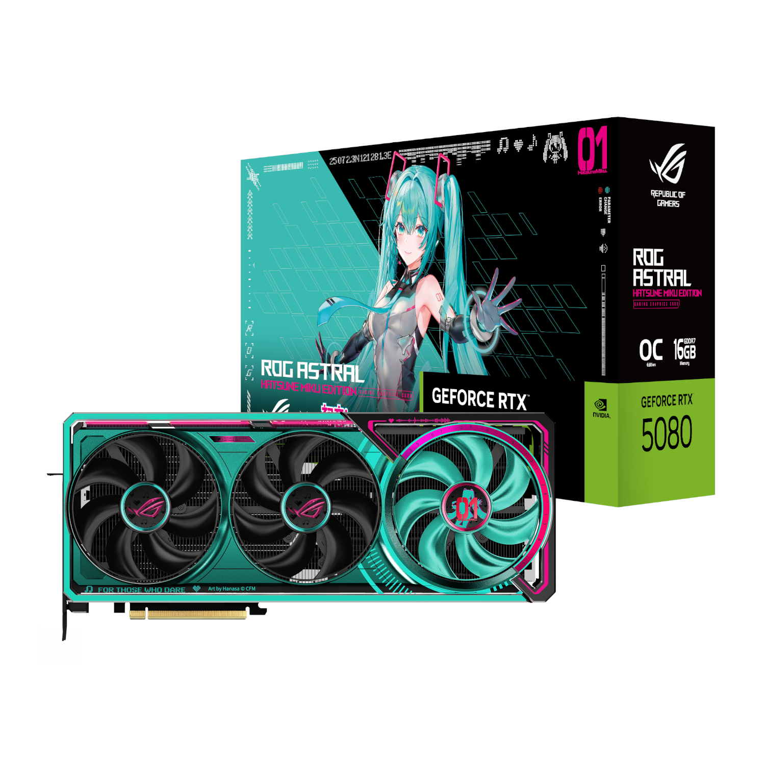 Asus ROG Astral GeForce RTX 5080 16GB GDDR7 OC Hatsune Miku Graphics Card | ROG-ASTRAL-RTX5080-O16G-M Asus ROG Astral GeForce RTX 5080 16GB GDDR7 OC Hatsune Miku Graphics Card - Image 1