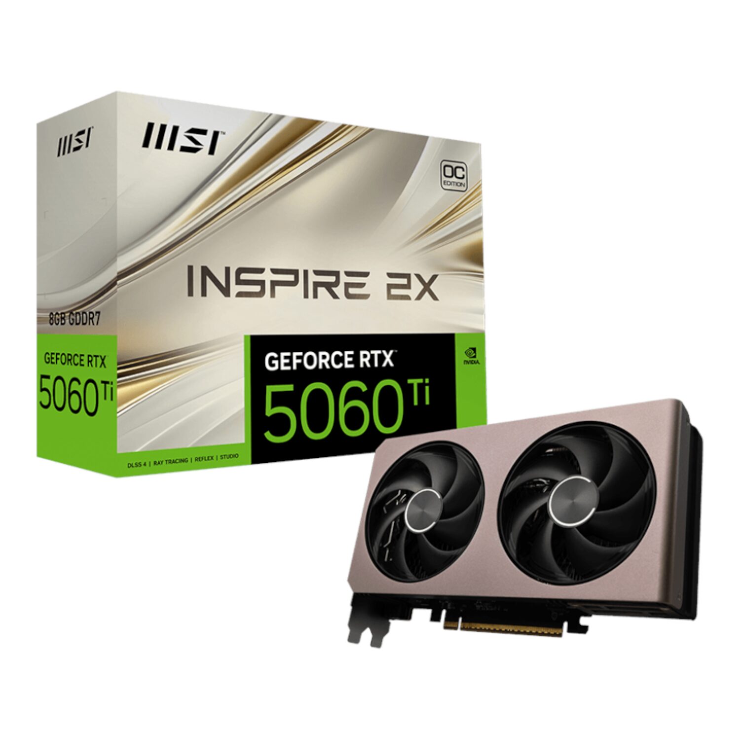 MSI GeForce RTX 5060 Ti 8GB INSPIRE 2X OC Graphics Card | RTX5060TIINSPIRE2XOC8GB MSI GeForce RTX 5060 Ti 8GB INSPIRE 2X OC Graphics Card - Image 1