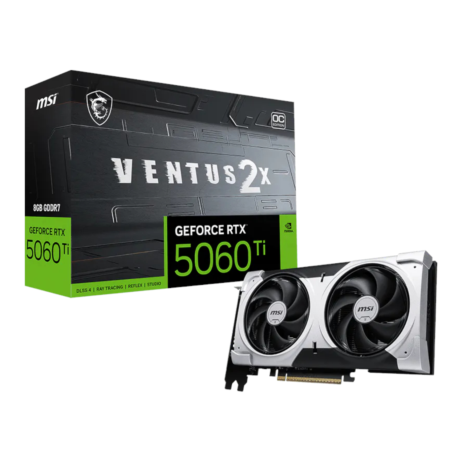 MSI Nvidia GeForce RTX 5060TI VENTUS 2X OC PLUS 8GB Graphics Card | RTX5060TIVENTUS2XOCPLU MSI Nvidia GeForce RTX 5060TI VENTUS 2X OC PLUS 8GB Graphics Card - Image 1