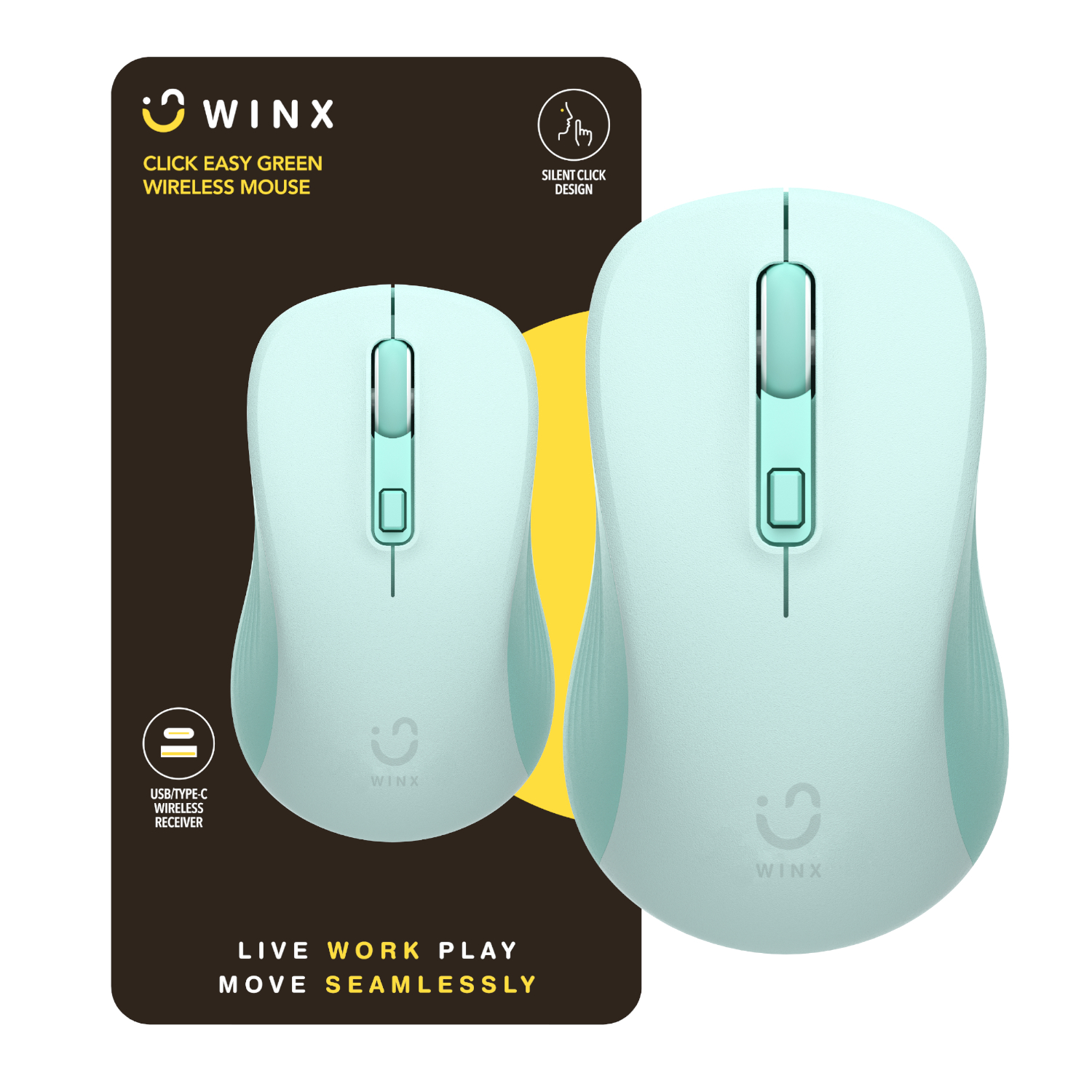 WINX CLICK Easy 1600DPI 2.4GHz Wireless Mouse - Green | WX-KB112 WINX CLICK Easy 1600DPI 2.4GHz Wireless Mouse - Green - Image 1