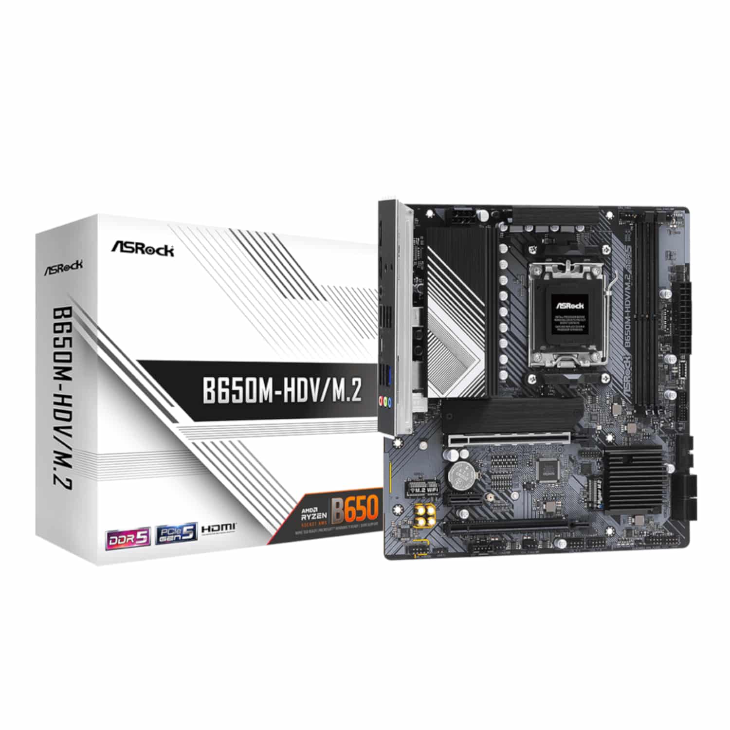 B650M-HD-VM.2_ASROCK-B650M-HDV-M.2-AM5-M-ATX-2X-DDR5_wr_01.jpg ASRock B650M-HDV/M.2 AM5 Micro-ATX Motherboard - Image 1