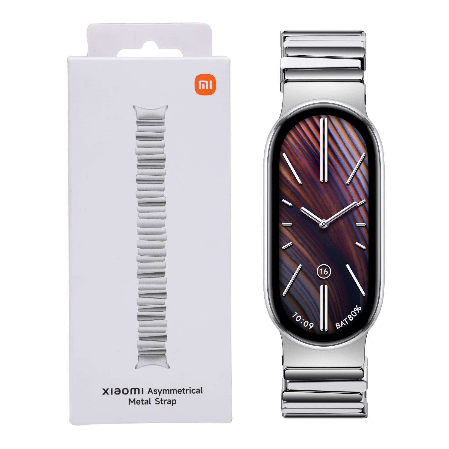 BHR07YHGL_Xiaomi-Smart-Band-10-Asymmetrical-Metal-Strap-Silver_wr_01b.jpg Xiaomi Smart Band 10 Asymmetrical Metal Strap – Silver - Image 1