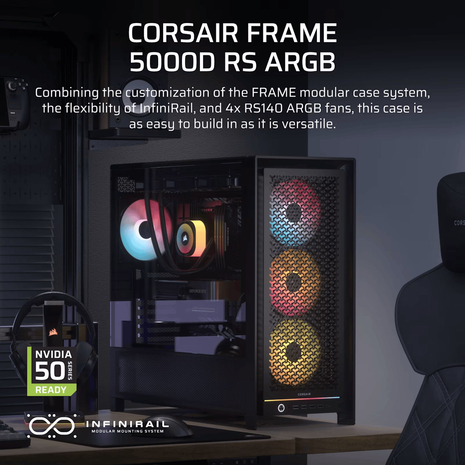 Corsair FRAME 5000D RS ARGB High-Airflow Mid-Tower PC Case - Black - Image 2