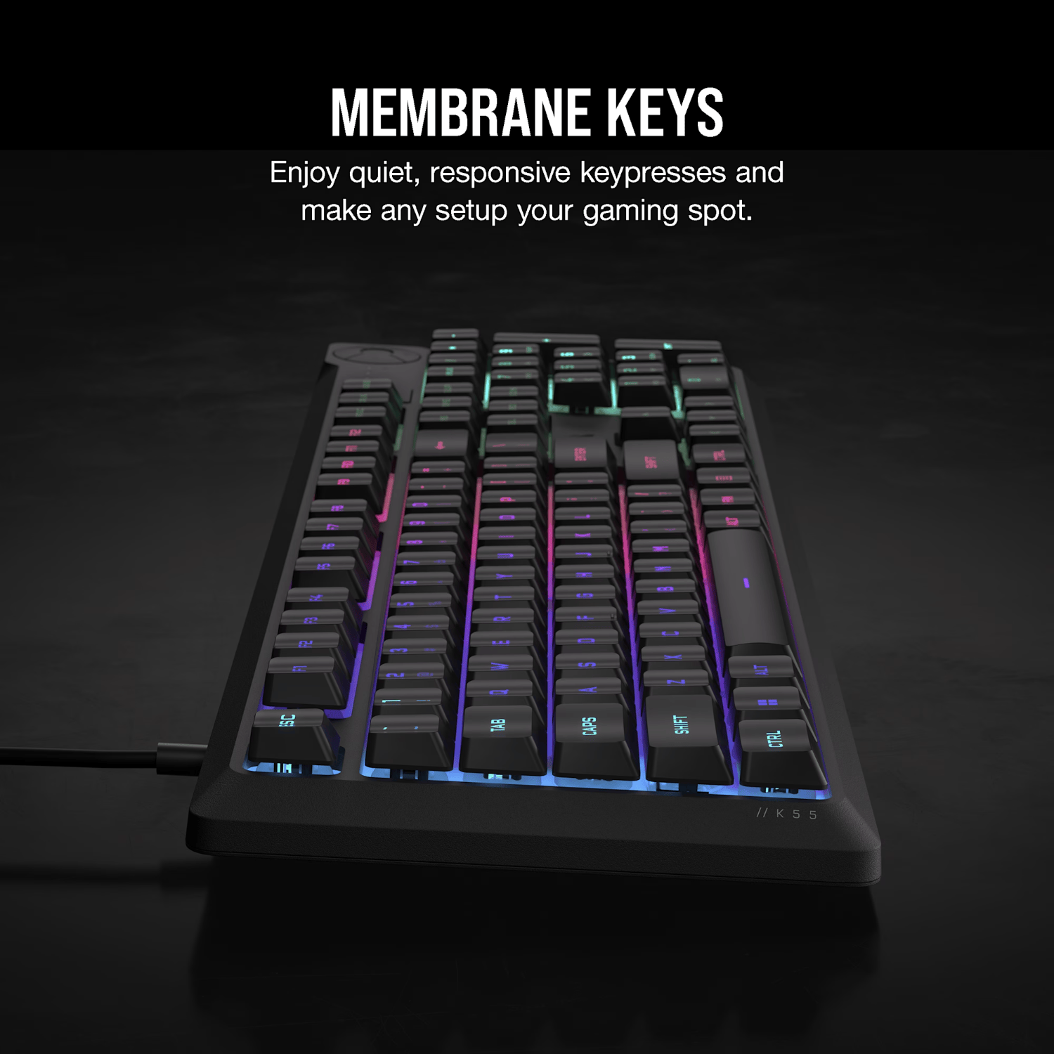 Corsair K55 CORE RGB Gaming Keyboard - Black - Image 4