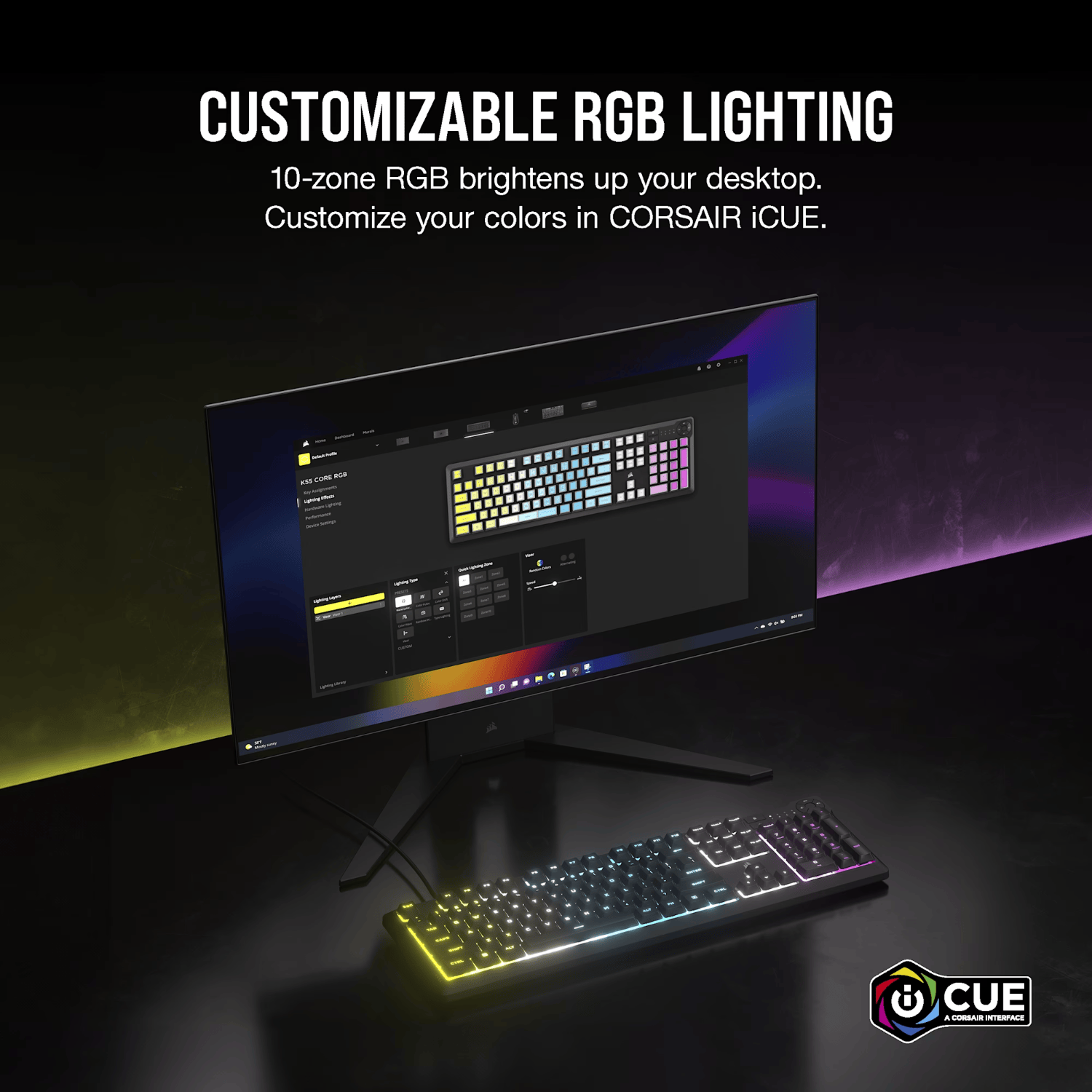 Corsair K55 CORE RGB Gaming Keyboard - Black - Image 5