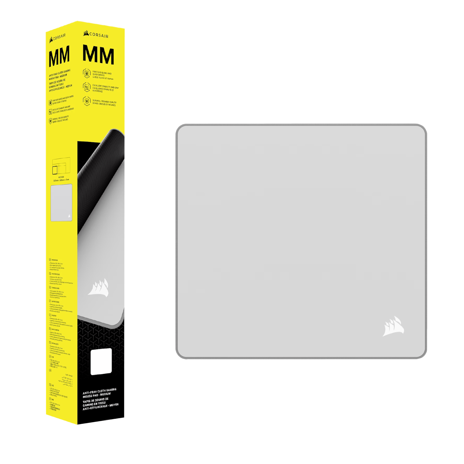 Corsair MM Anti-fray Cloth Medium Gaming Mouse Pad – Gray - Image 1