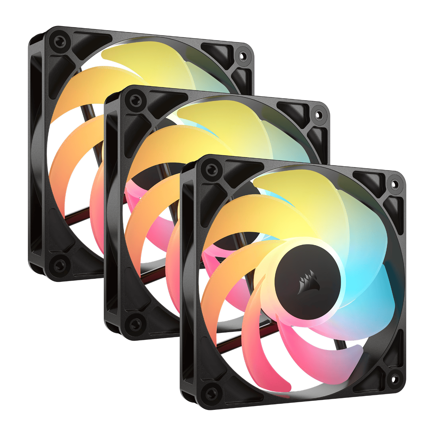 Corsair RS120-R ARGB 120mm PWM Reverse Fans Triple Pack - Black - Image 1