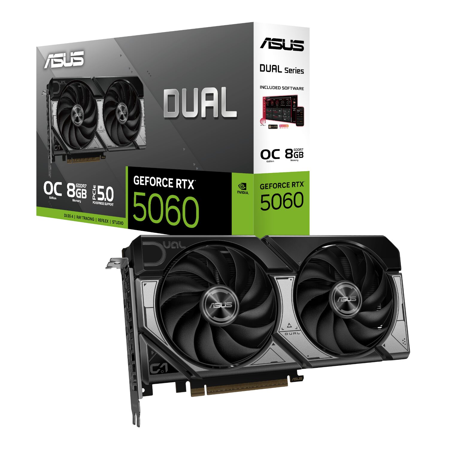 DUAL-RTX5060-O8G-WR-01-1.jpg ASUS Dual GeForce RTX 5060 OC Edition 8GB GDDR7 Graphics Card - Image 1