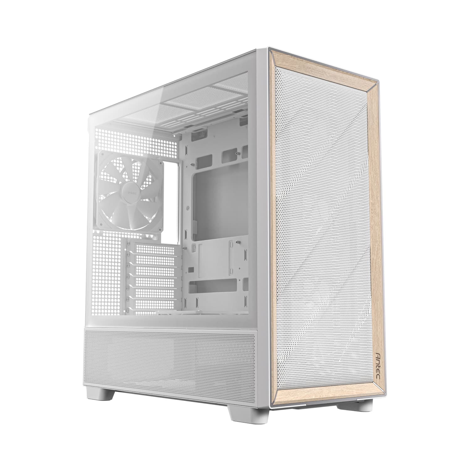 FLUX_white_wr_01.jpg Antec FLUX Mid-Tower E-ATX Gaming Chassis Wood Front Panel - White - Image 1